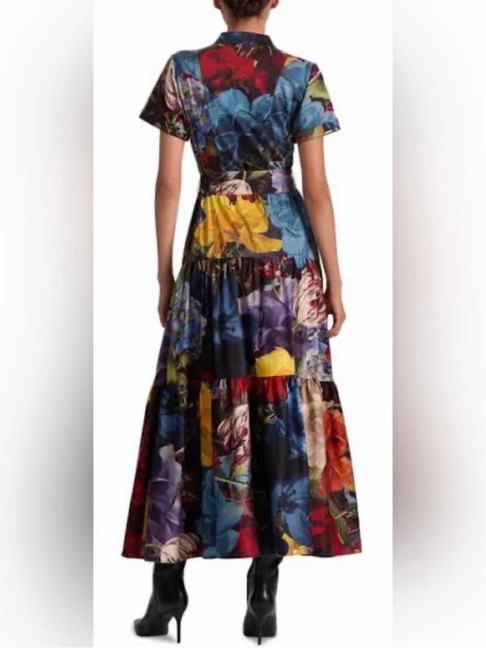 Alice + Olivia Multicolor Floral Maxi Shirt Dress with Tie Waist - Picture 3 of 4